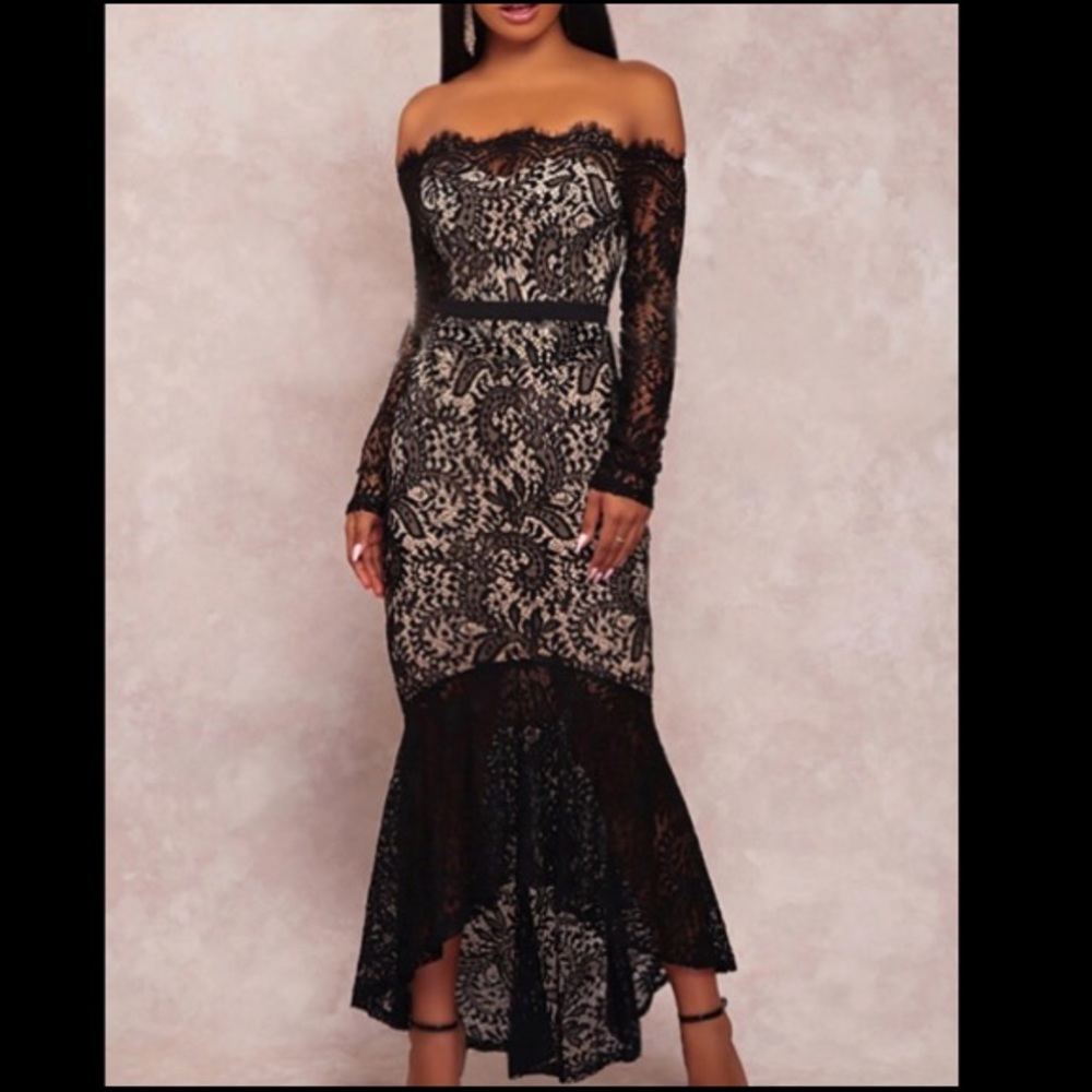 Black and nude mermaid dress